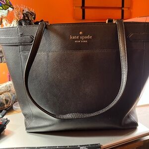 Large black leather, Kate Spade tote